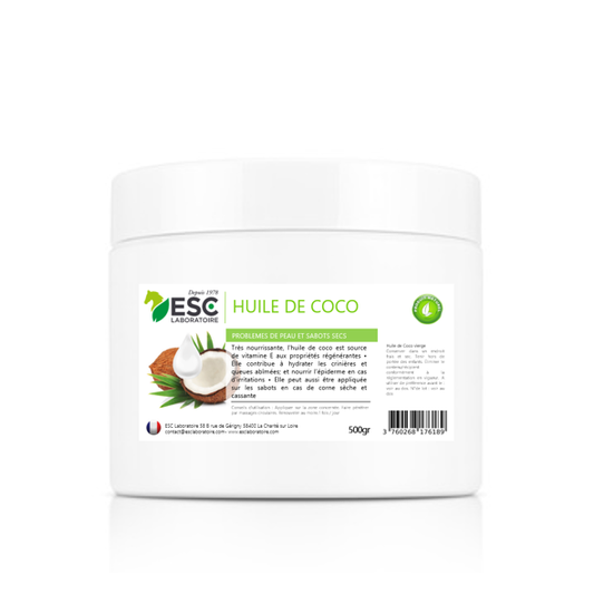 HUILE DE COCO – Irritations cutanées et sabots secs cheval